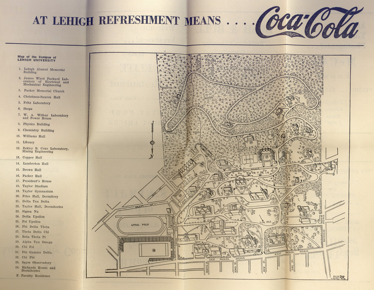 Campus map from 1941-1942 Lehigh students' hand-book | Lehigh Preserve