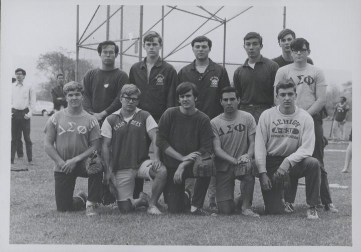 Group portrait / Baseball; Intramurals; Delta Sigma Phi Fraternity ...