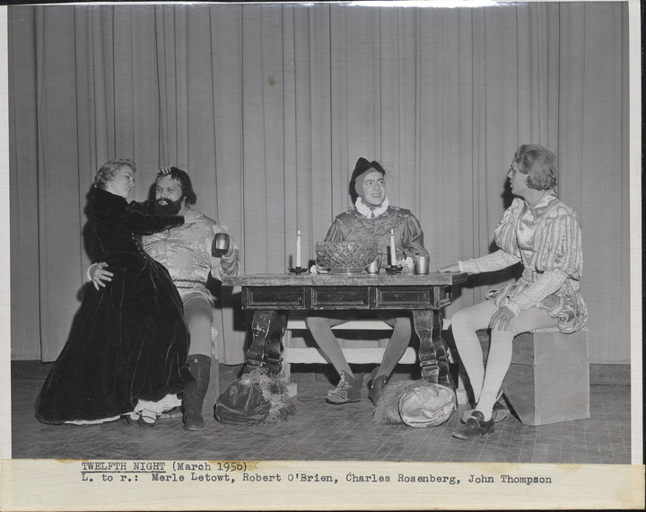 Black and white photo, typewritten caption reads Twelfth Night (March ...