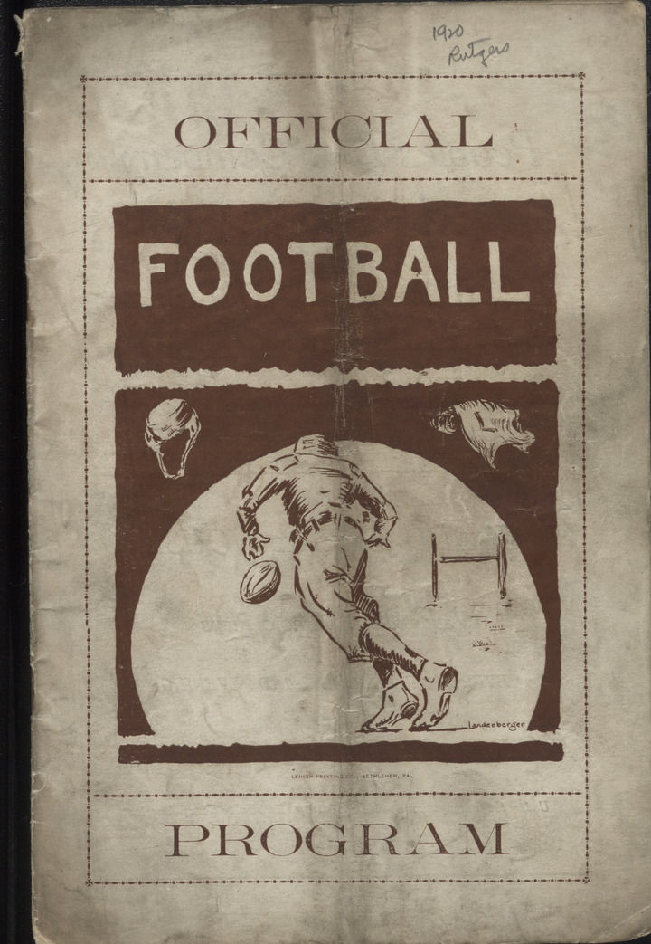 1920 Lehigh University Football Official Program, Rutgers University ...