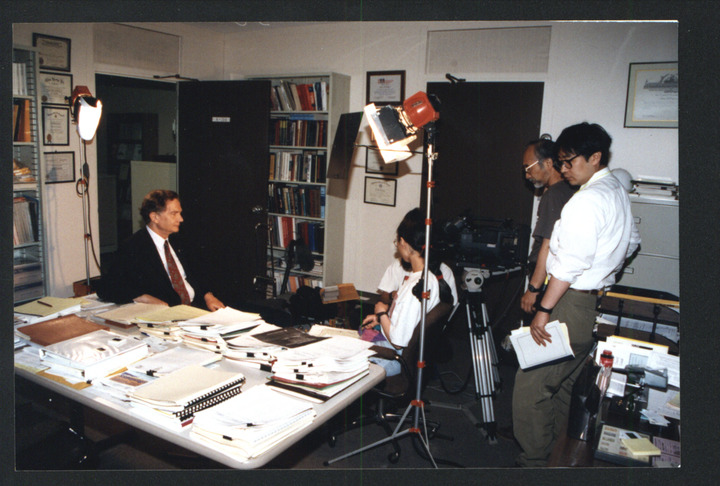 Japanese film crew and Professor John W. Fisher in an interview in an ...