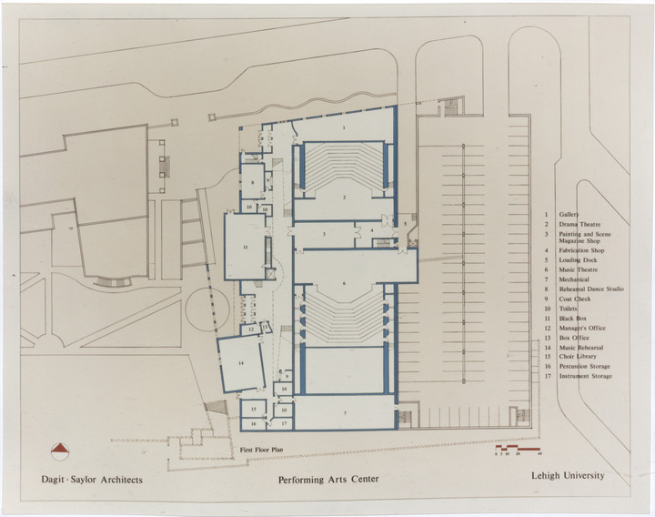 Map of the 1st floor of the Performing Arts Center | Lehigh Preserve