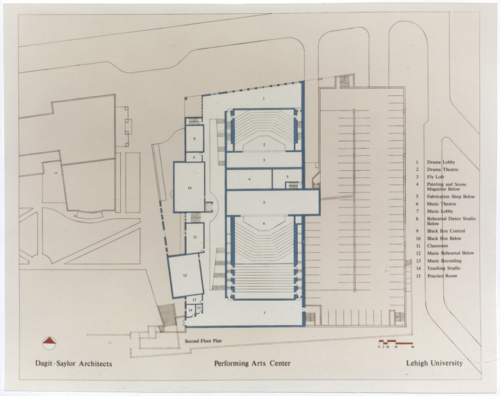 Map of the 2nd floor of the Performing Arts Center | Lehigh Preserve