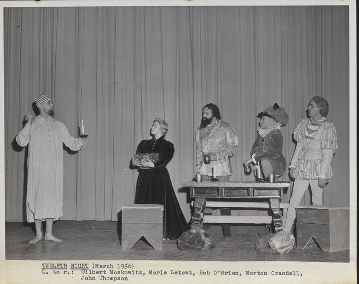 Black and white photo, typewritten caption reads Twelfth Night (March ...