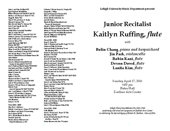 Junior Recitalist: Kaitlyn Ruffing, flute | Lehigh Preserve